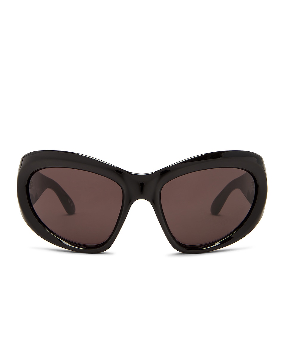Image 1 of Balenciaga Wrap Sunglasses in Shiny Black