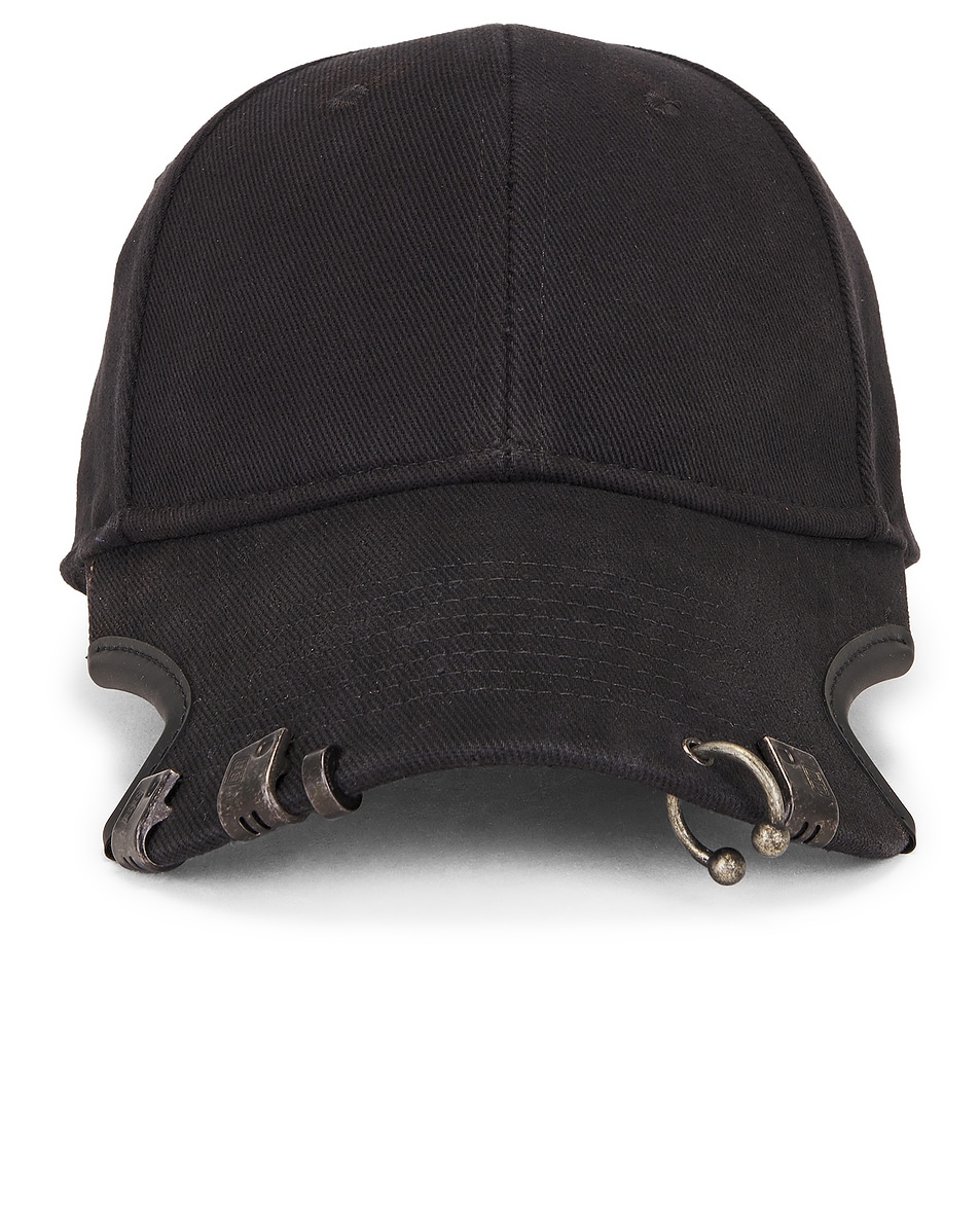 Image 1 of Balenciaga Piercing Cap in Washed Black & Rust