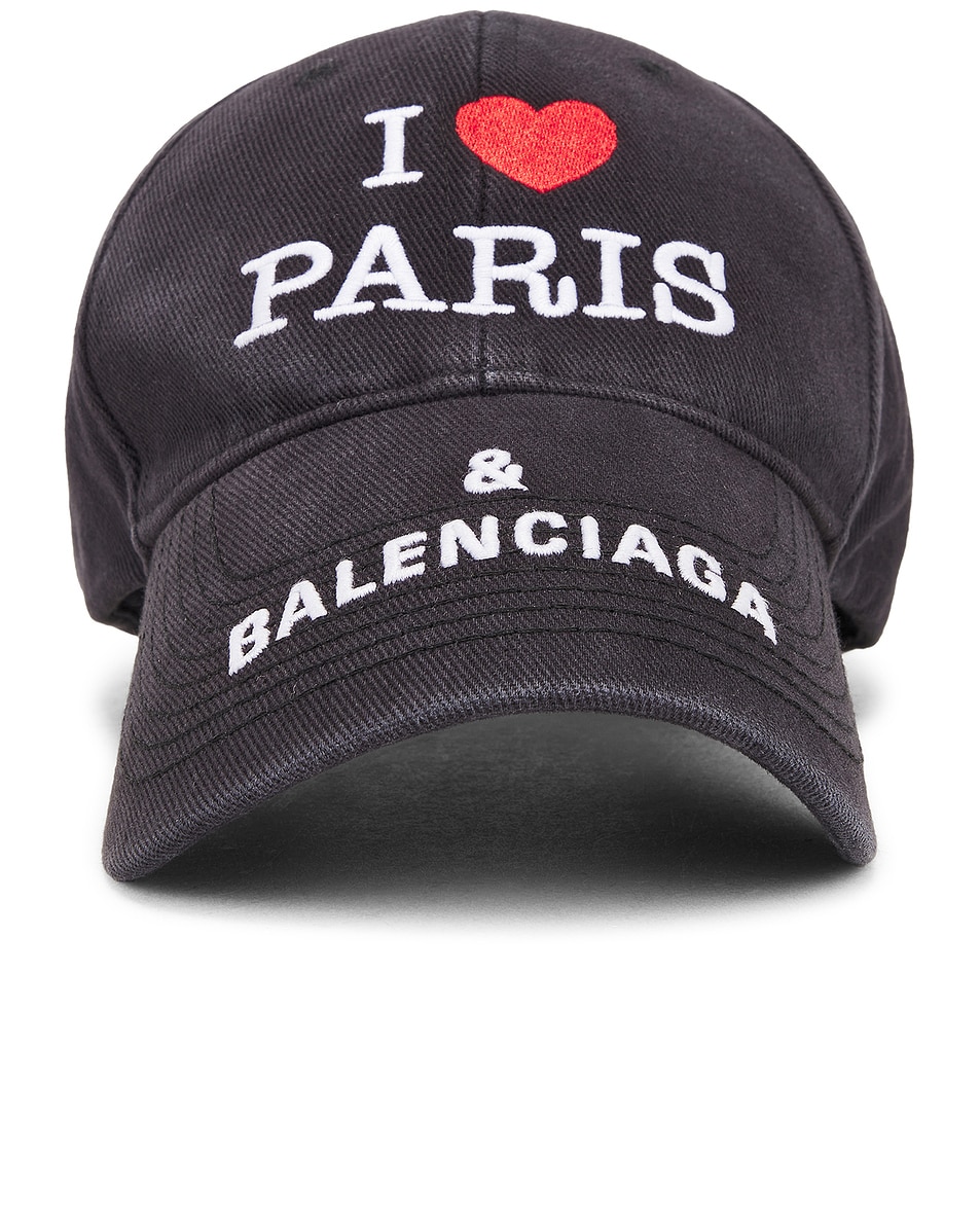 Image 1 of Balenciaga I Love Paris Cap in Washed Black