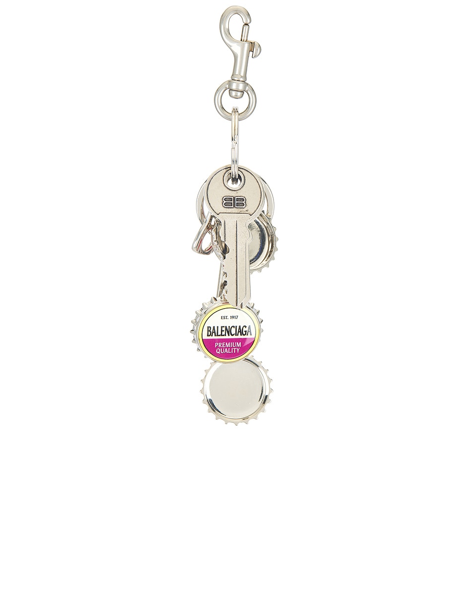 Image 1 of Balenciaga Keyring Bottle Caps in Silver & Multi Color
