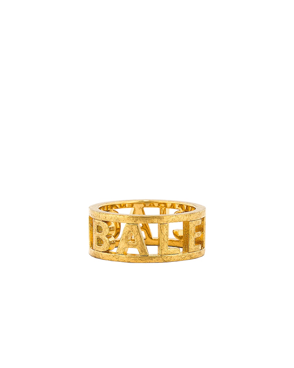 Balenciaga Logo Ring in Gold | FWRD