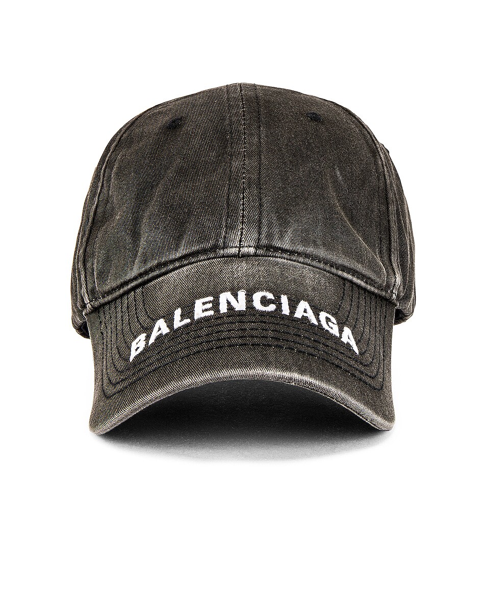 Image 1 of Balenciaga Hat Washed Denim Cap in Black & White