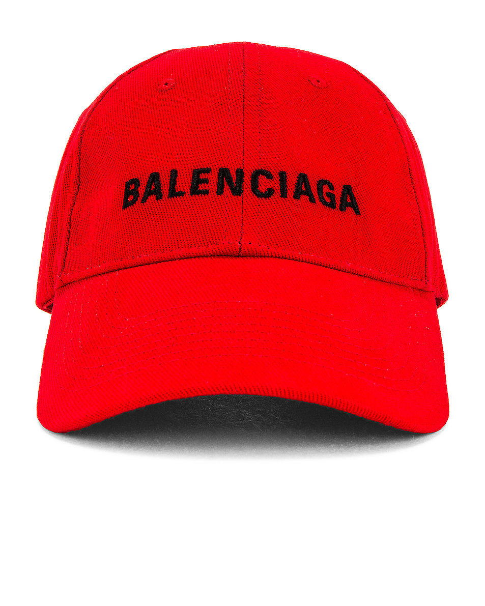 Image 1 of Balenciaga Logo Hat in Red