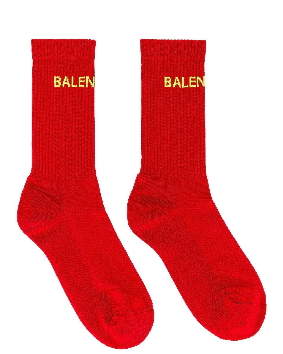 Image 1 of Balenciaga Socks in Red & Yellow
