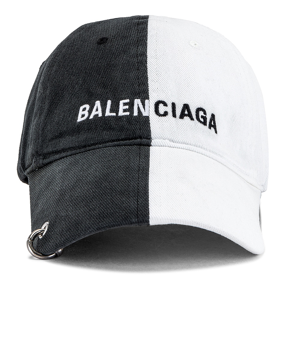 Image 1 of Balenciaga 50/50 Cap in Black in Black & White