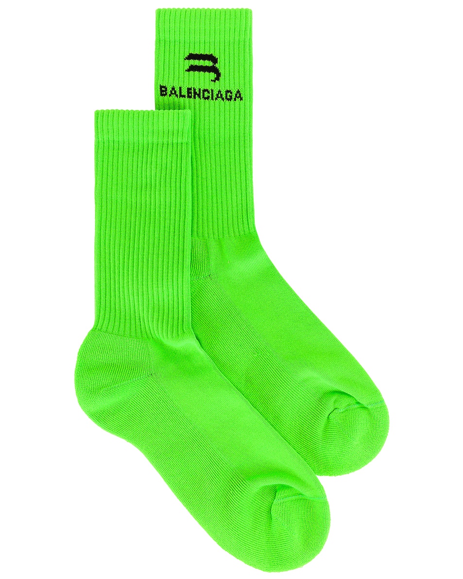 Image 1 of Balenciaga Socks Sport in Grass Green & Black