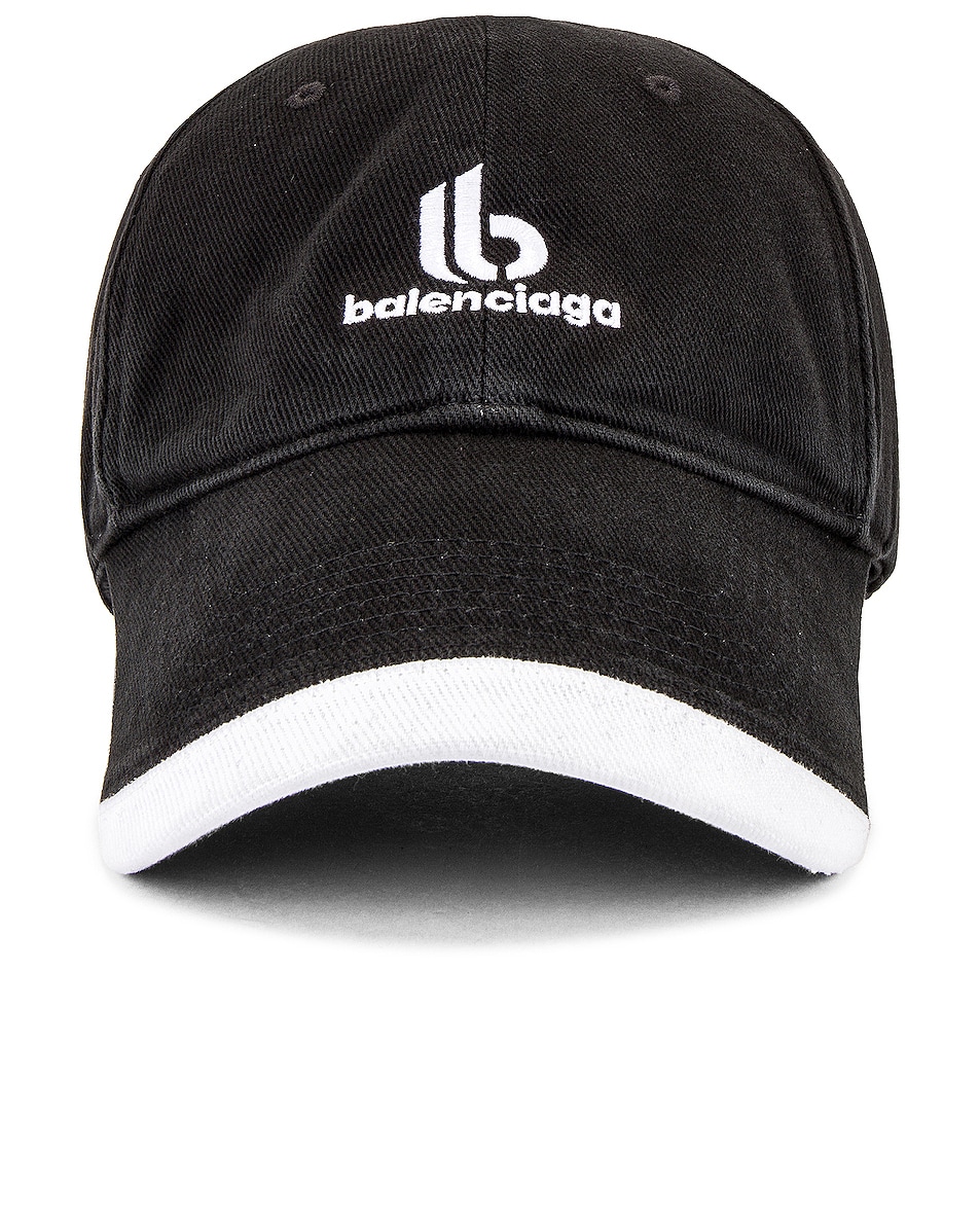 Image 1 of Balenciaga Double B Cap in Black & White