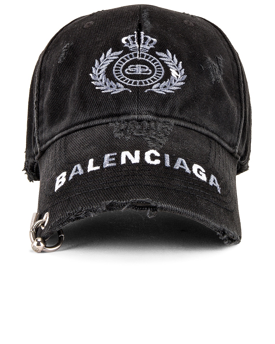 Image 1 of Balenciaga Hat Destroyed Piercing in Black & White