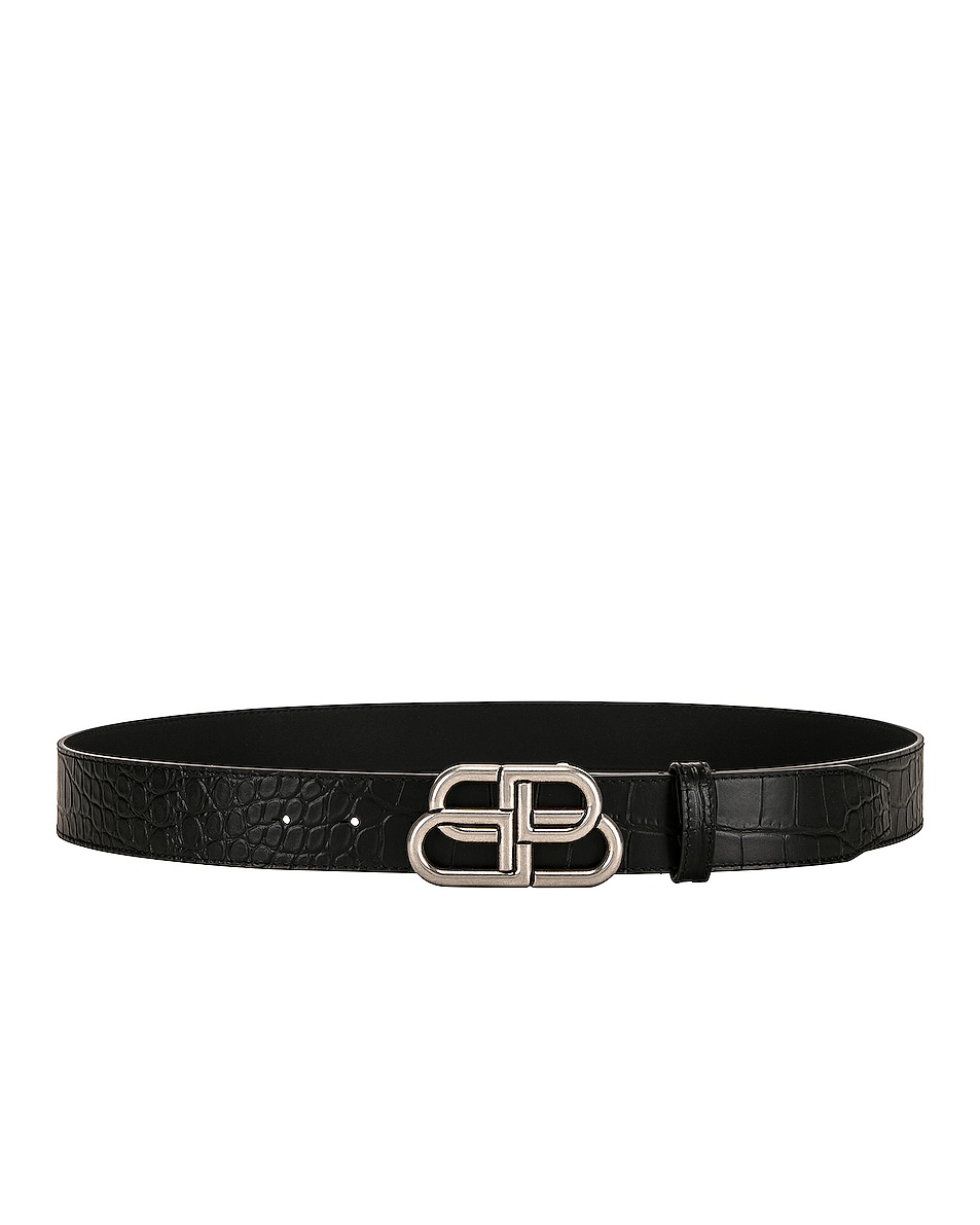 Balenciaga BB L Belt 35 in Black | FWRD