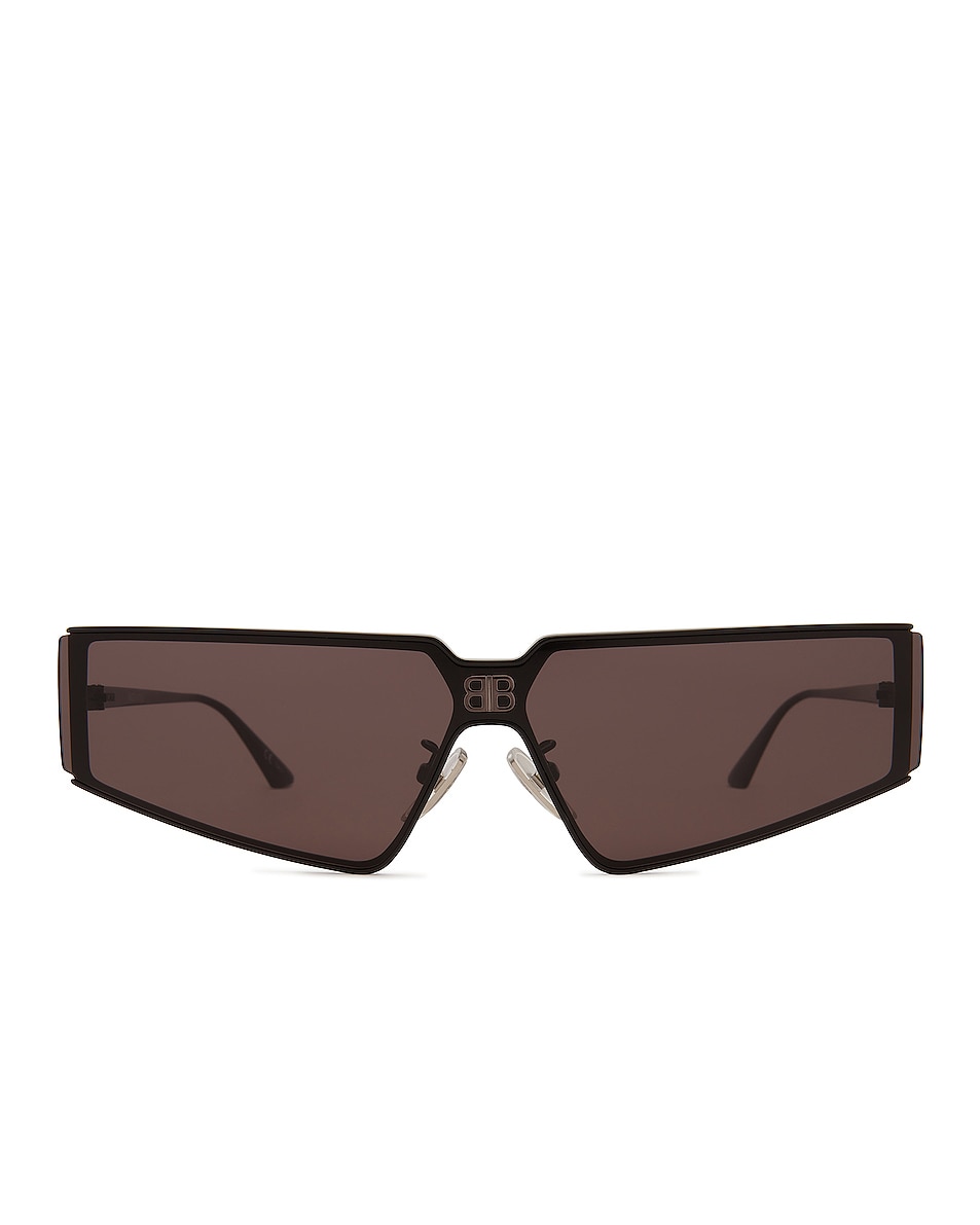 Image 1 of Balenciaga Shield 2.0 Rectangle Sunglasses in Shiny Black