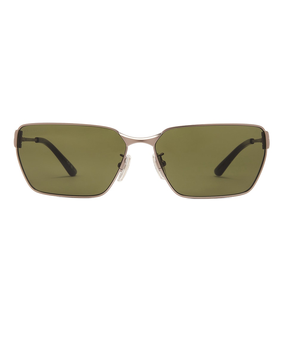 Image 1 of Balenciaga Mercury Sunglasses in Ruthenium & Green