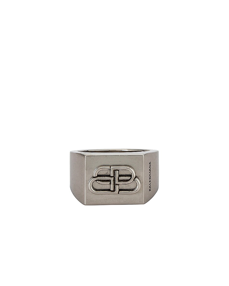 Image 1 of Balenciaga BB Ring in Silver