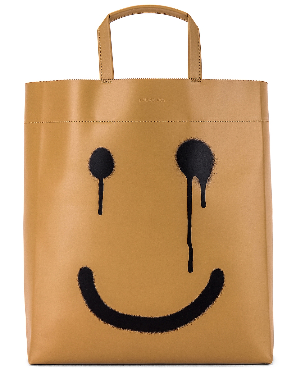 Image 1 of Balenciaga Happy Printed Market Tote Bag in Light Brown