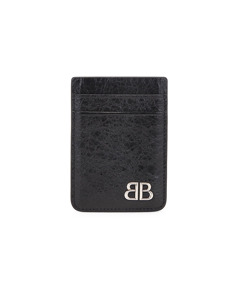 Image 1 of Balenciaga Monaco Phone Magnet Card Holder in Black