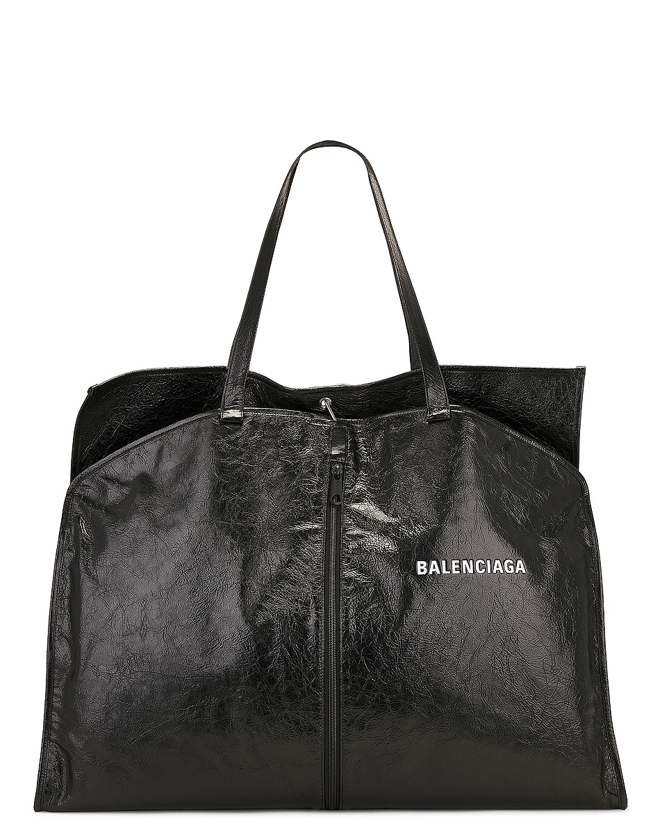 Image 1 of Balenciaga Shopper Garm Top Handle Bag in Black & White