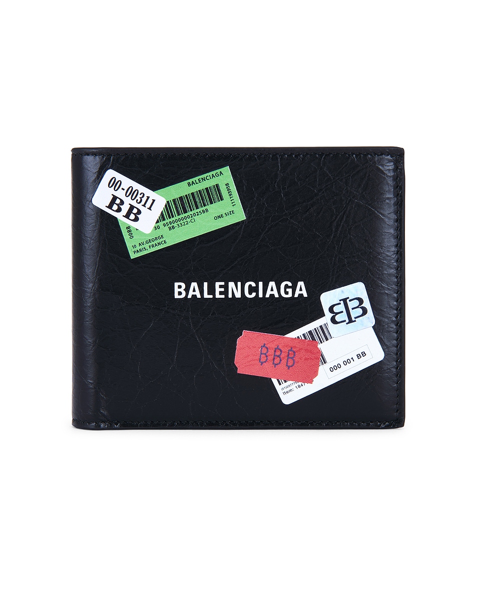 Image 1 of Balenciaga Cash Square Fold Wallet in Black & Multicolor