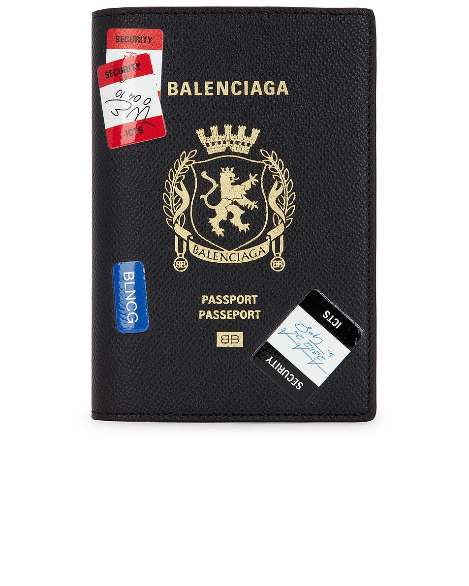 Image 1 of Balenciaga Passport Holder in Black & Multicolor