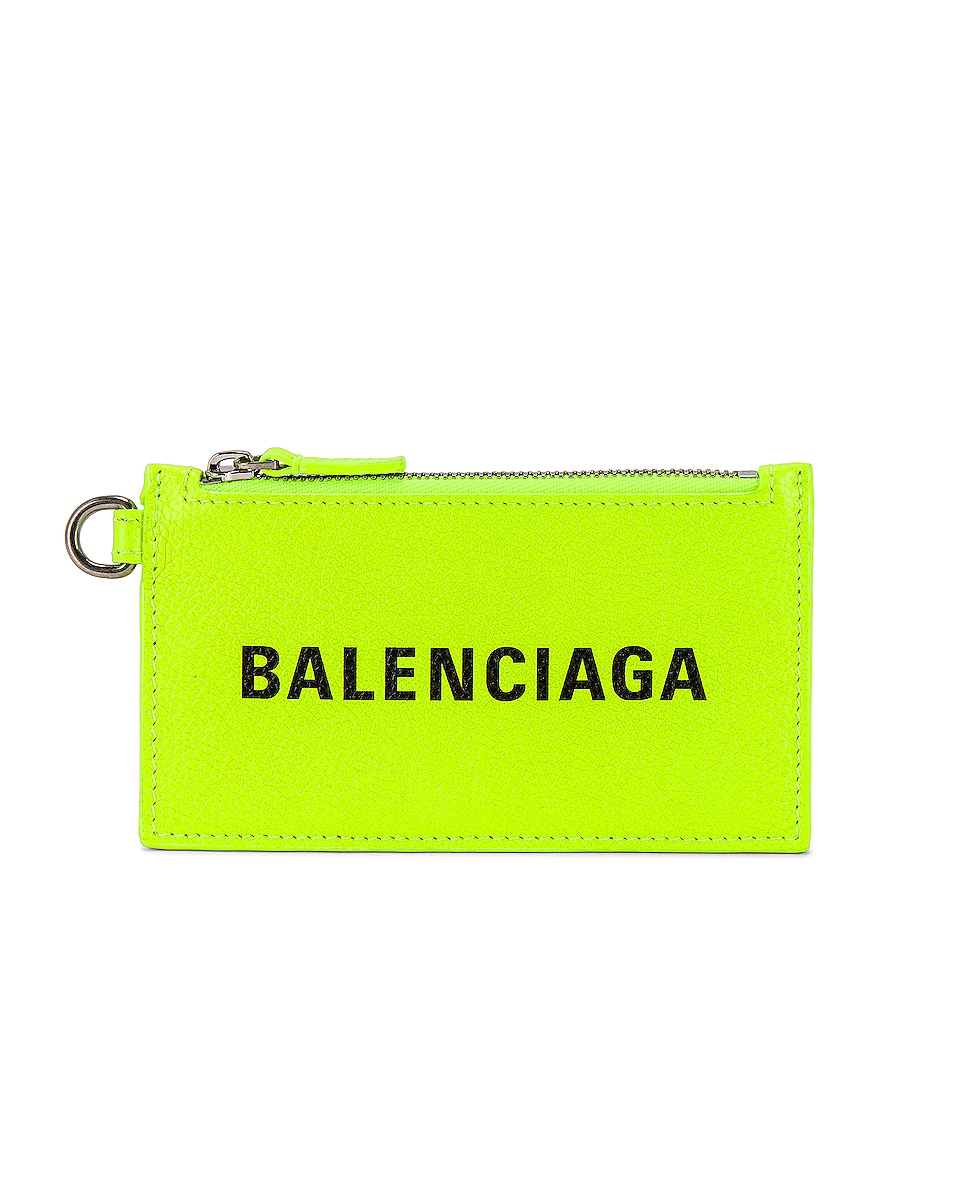 Image 1 of Balenciaga Cash Card Keyring in Fluo Yellow
