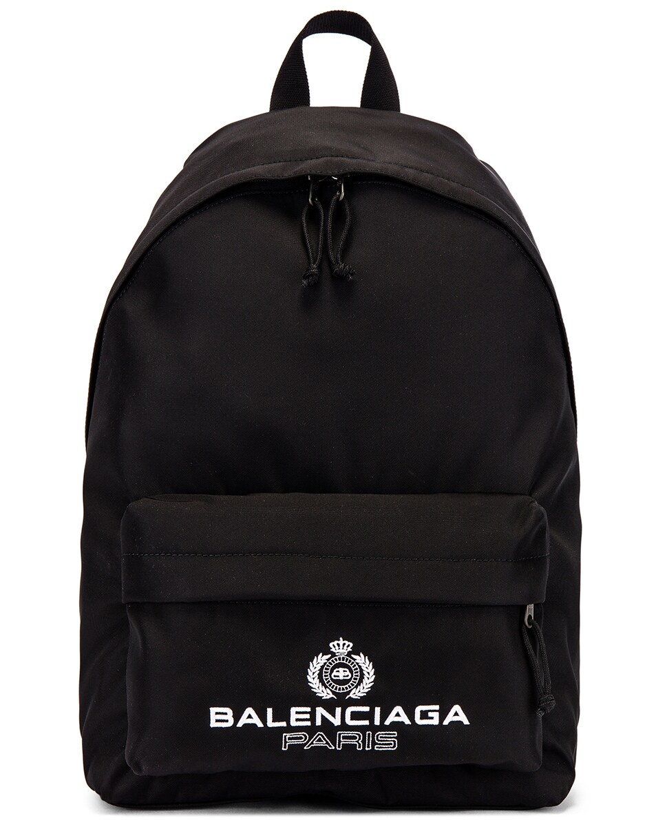 Image 1 of Balenciaga Paris Laurel Explorer Backpack in Black