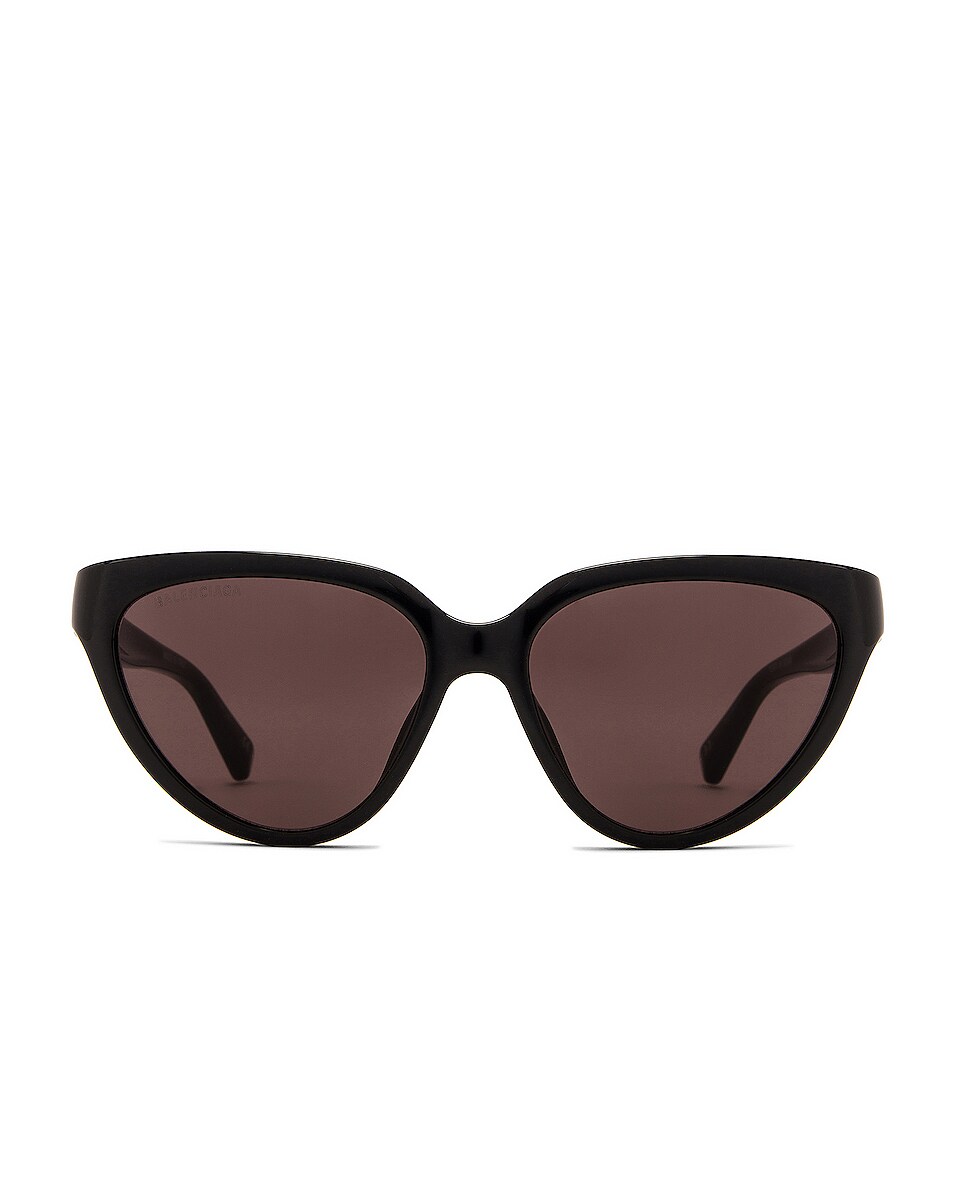 Image 1 of Balenciaga Side Logo Cat Eye Sunglasses in Shiny Black