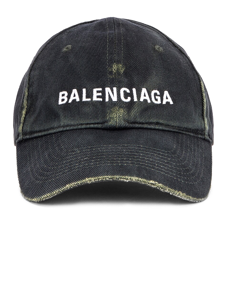 Image 1 of Balenciaga Classic Cap in Dark Green & White