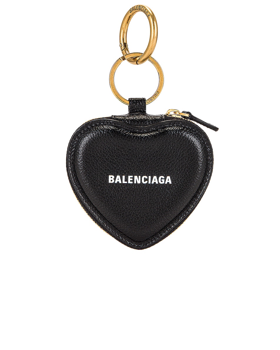 Image 1 of Balenciaga Cash Heart Zip Case in Black & White
