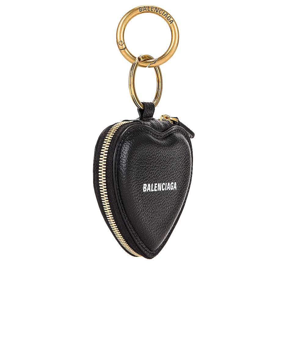 Balenciaga Cash Heart Zip Case in Black & White | FWRD
