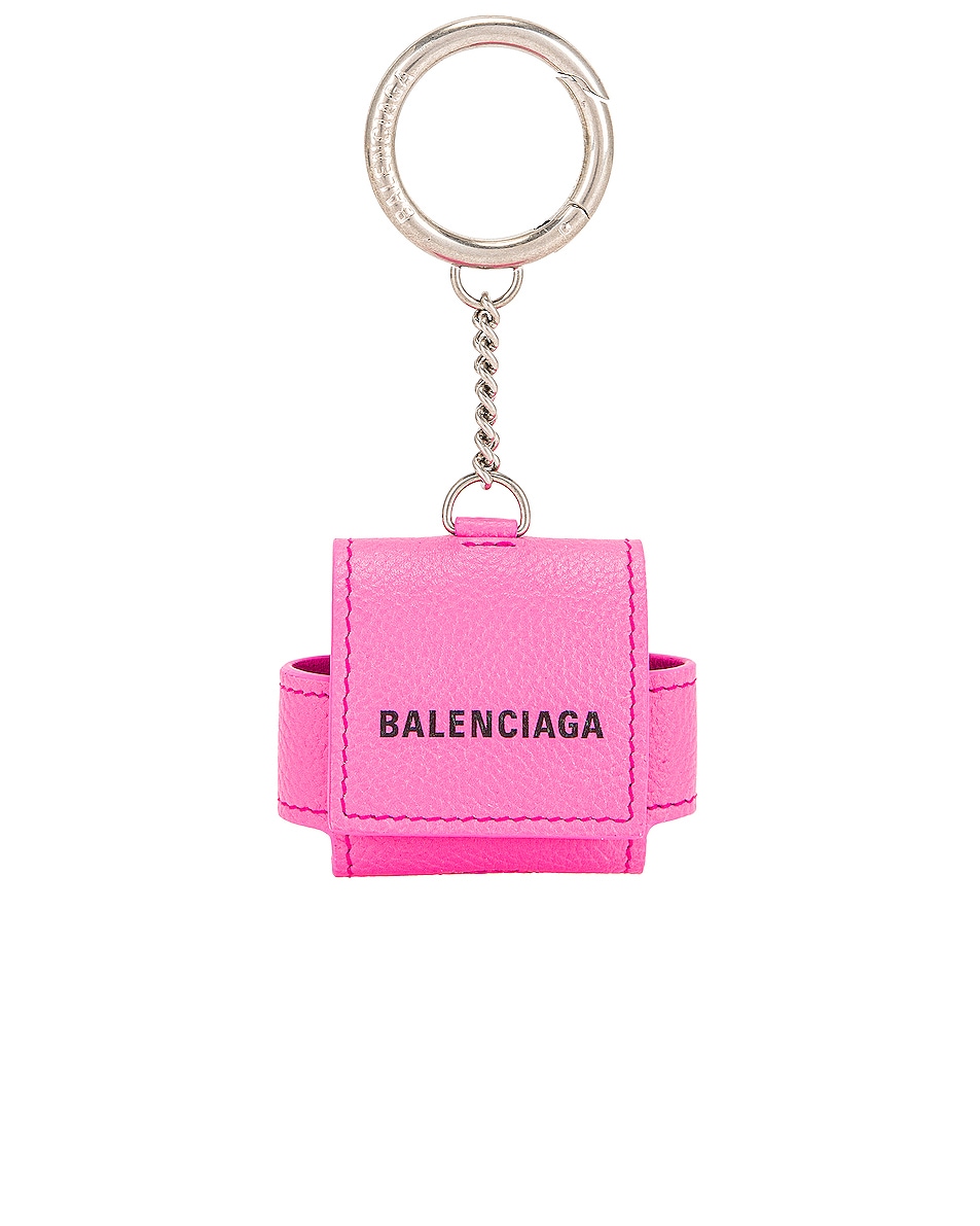 Image 1 of Balenciaga Cash Airpod Pro Holder in Fluo Pink & Black