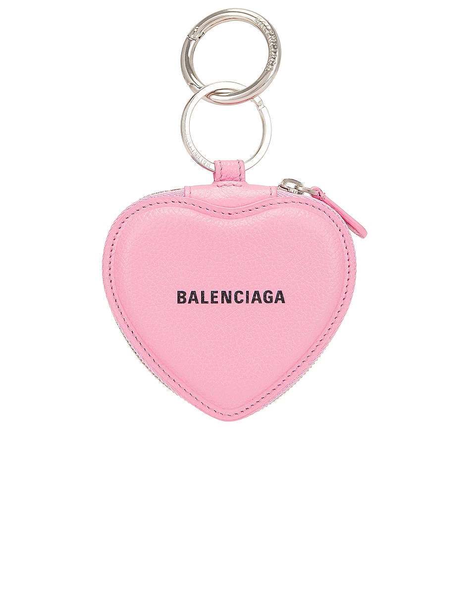 Image 1 of Balenciaga Cash Heart Zip Case in Rose & Black