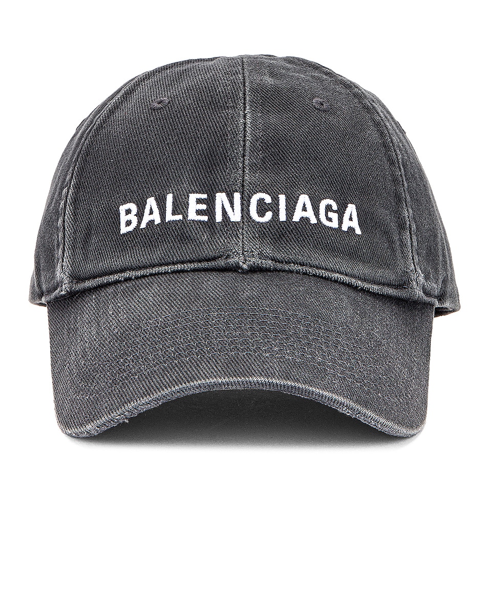 Image 1 of Balenciaga Logo Front Cap in Dark Grey & White
