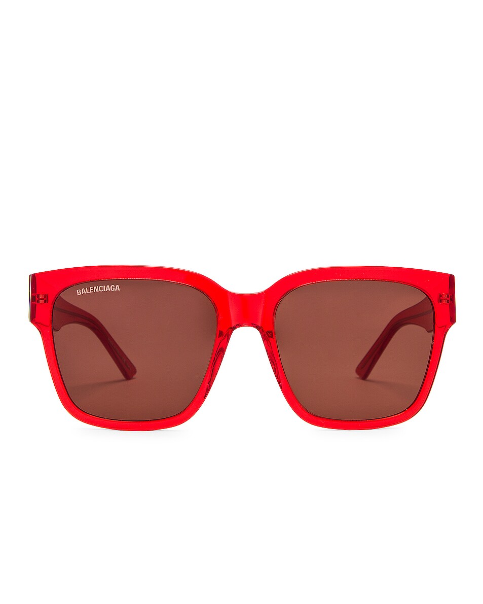 Image 1 of Balenciaga BB Acetate Sunglasses in Shiny Transparent Red