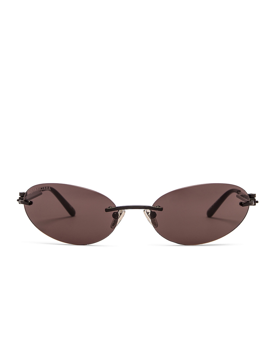 Image 1 of Balenciaga Neo Oval Sunglasses in Shiny Black