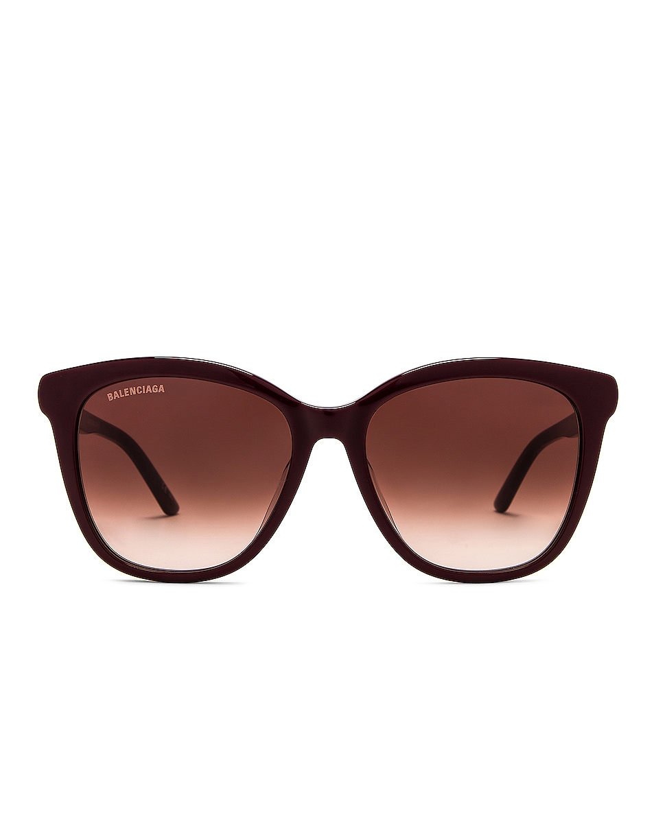 Image 1 of Balenciaga BB D-Frame Sunglasses in Shiny Solid Burgundy