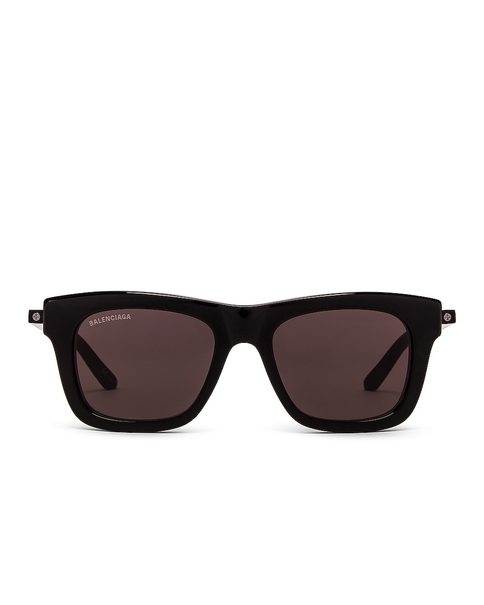 Image 1 of Balenciaga Reverse Rectangular Logo Sunglasses in Shiny Black