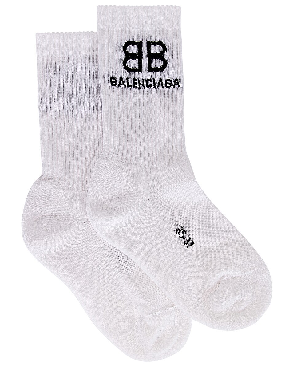 Image 1 of Balenciaga Tennis Socks in White & Black