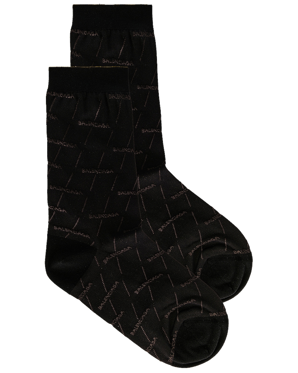 Image 1 of Balenciaga BB Tight Socks in Black & Dark Grey