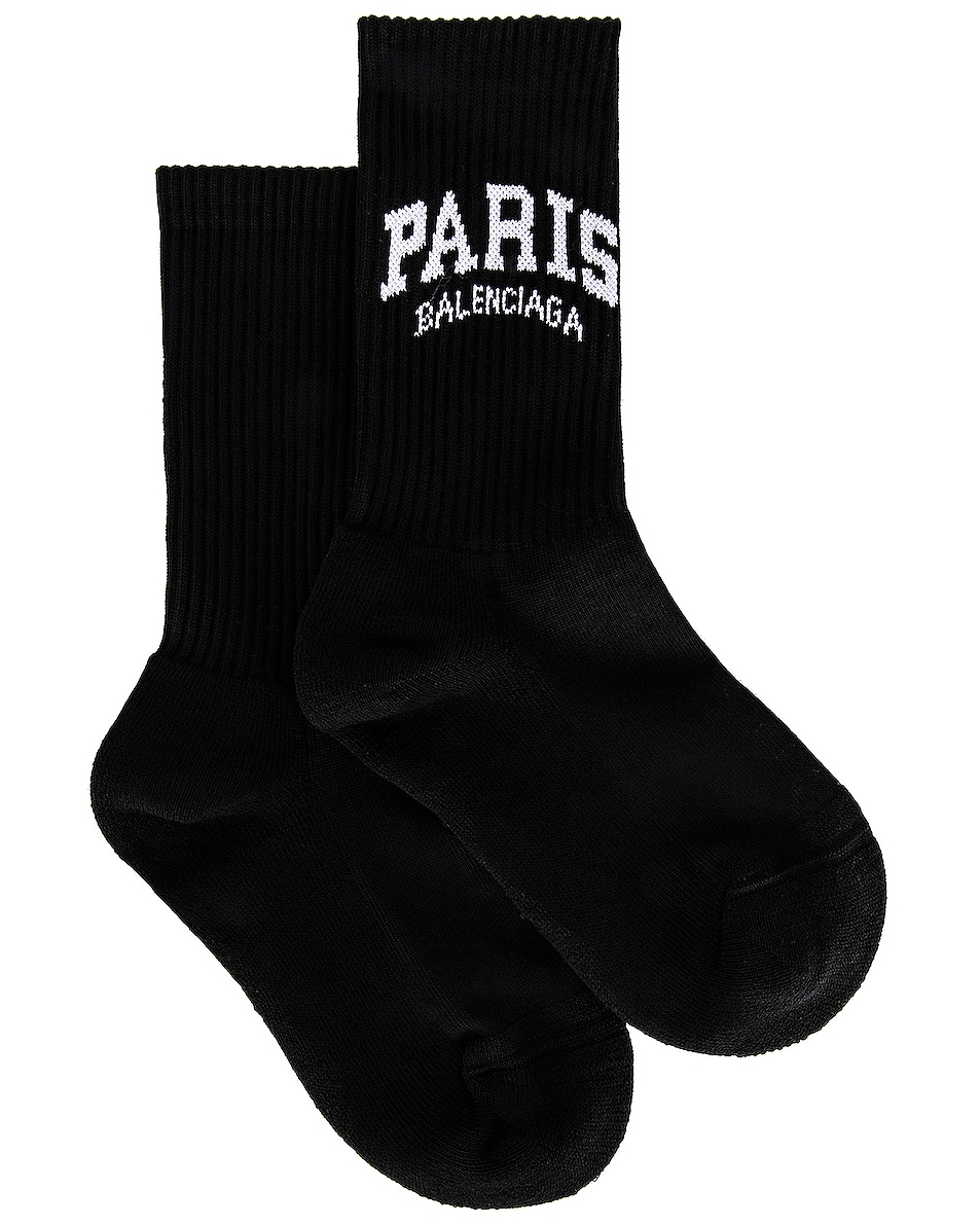Image 1 of Balenciaga Paris Tennis Socks in Black & White