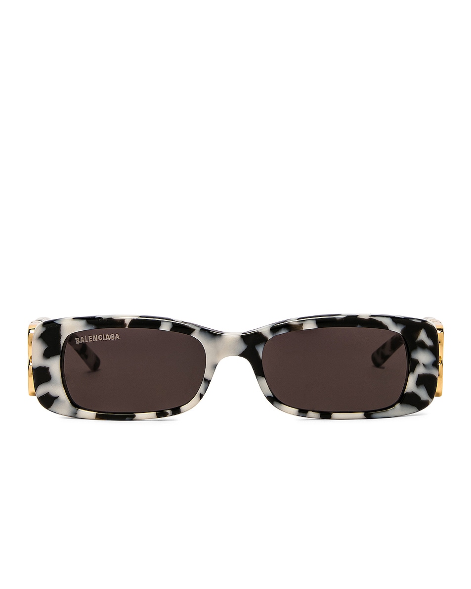 Image 1 of Balenciaga Dynasty Narrow Sunglasses in Shiny Black & White Havana