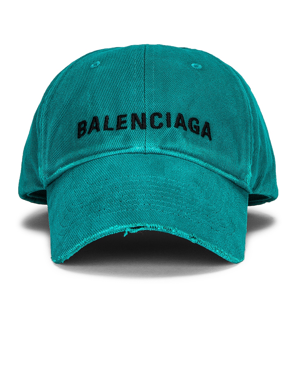 Image 1 of Balenciaga Logo Hat in Emerald & Black