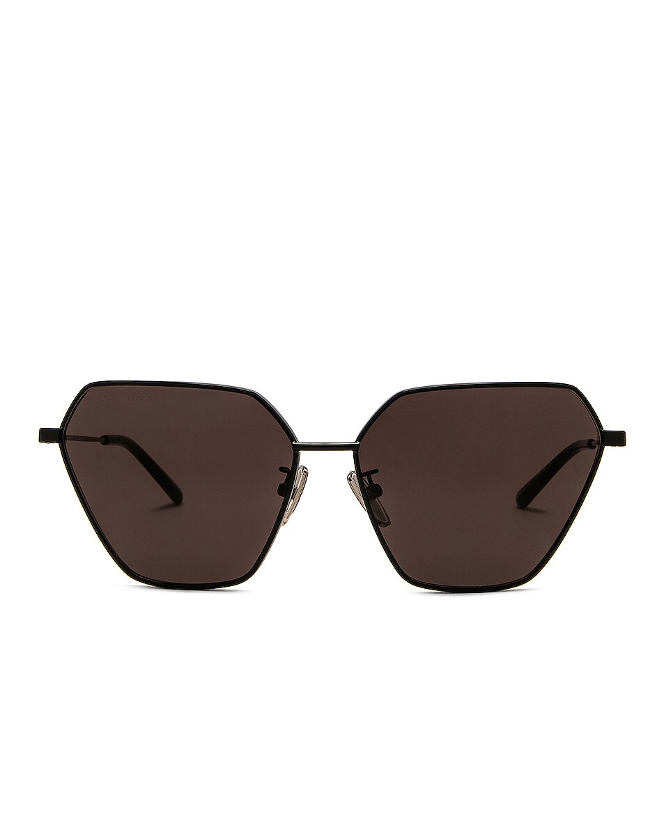 Image 1 of Balenciaga Trim Hexagonal Sunglasses in Shiny Black & Grey