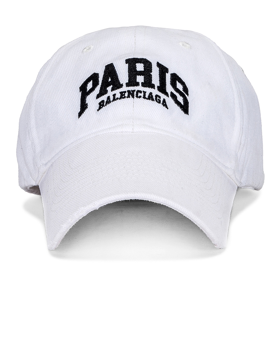 Image 1 of Balenciaga Paris Cap in White & Black