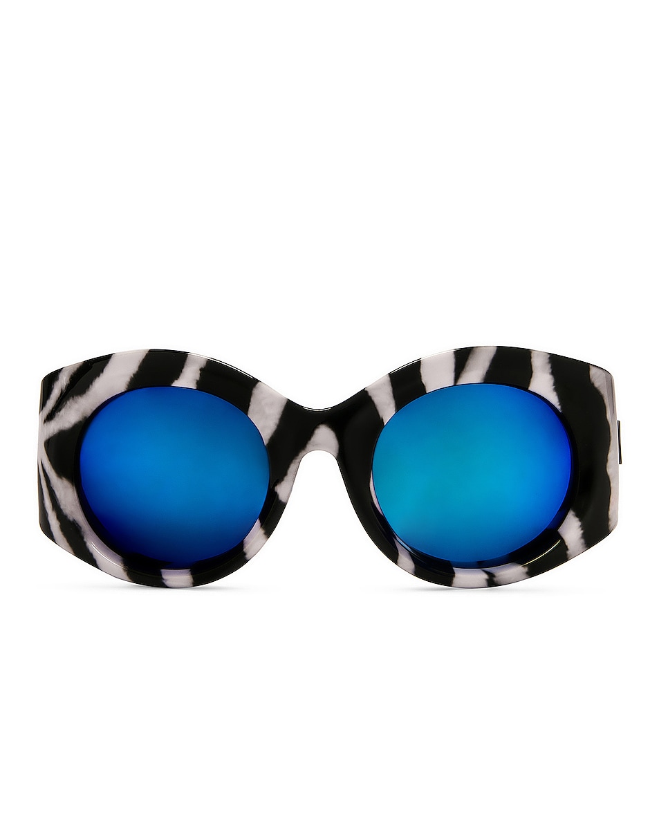 Image 1 of Balenciaga Bold Round Sunglasses in Shiny Zebra