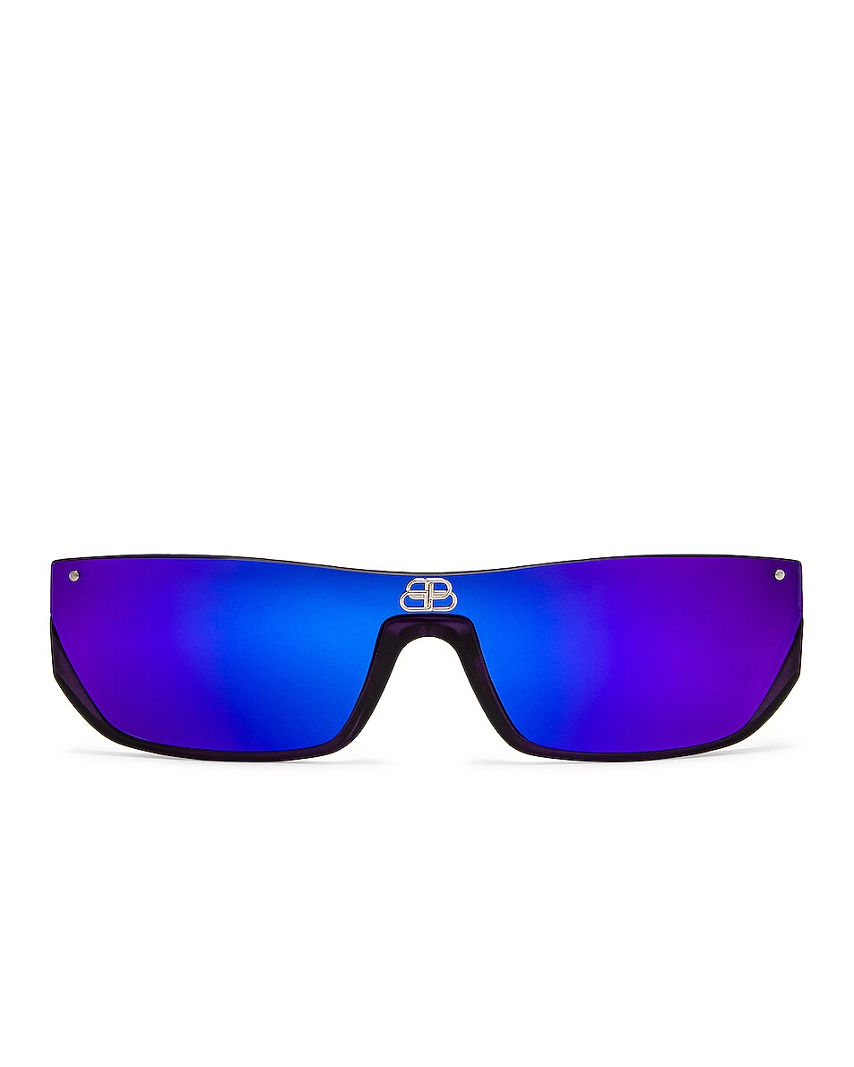 Image 1 of Balenciaga Shield Rectangular Sunglasses in Violet
