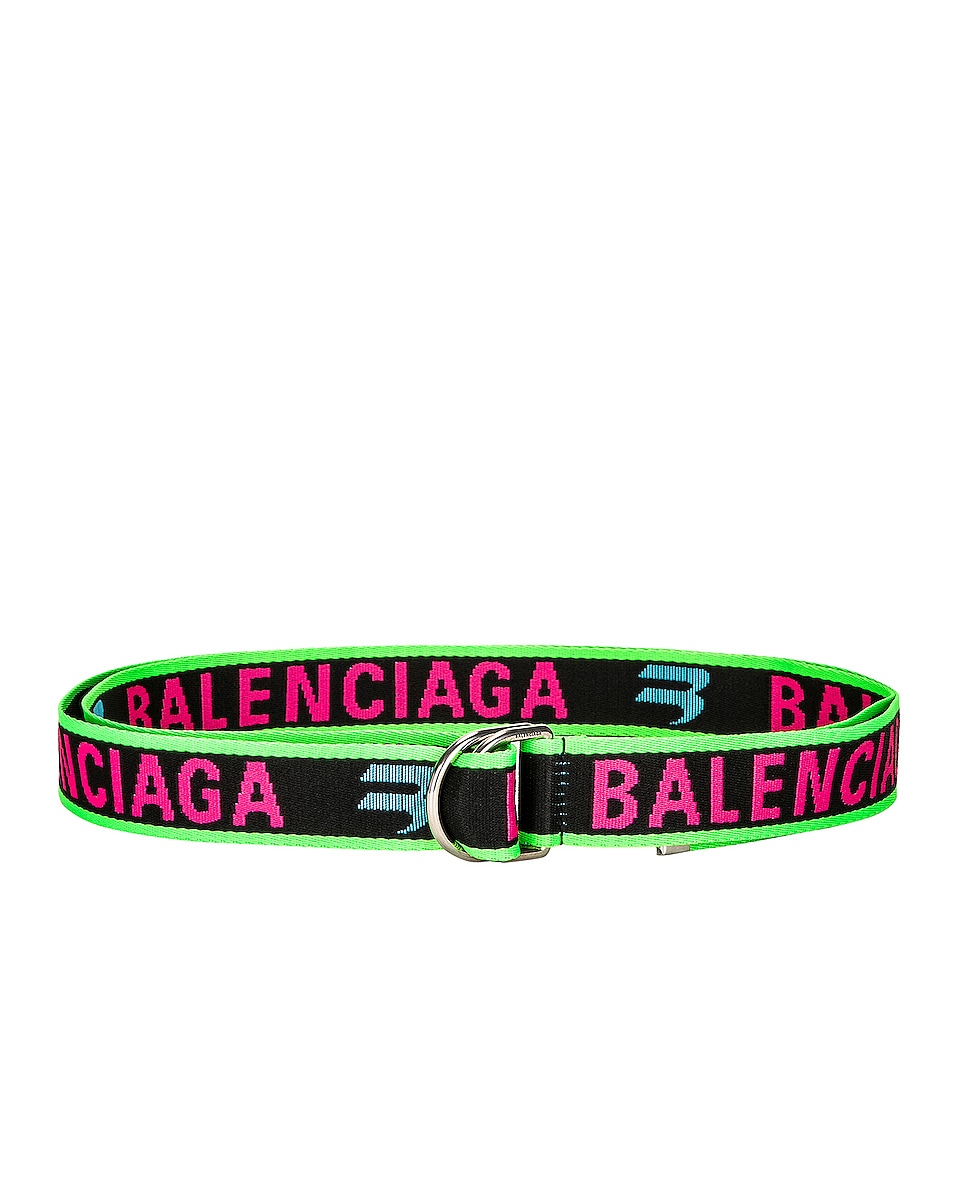 Image 1 of Balenciaga D Ring Belt in Acid Green