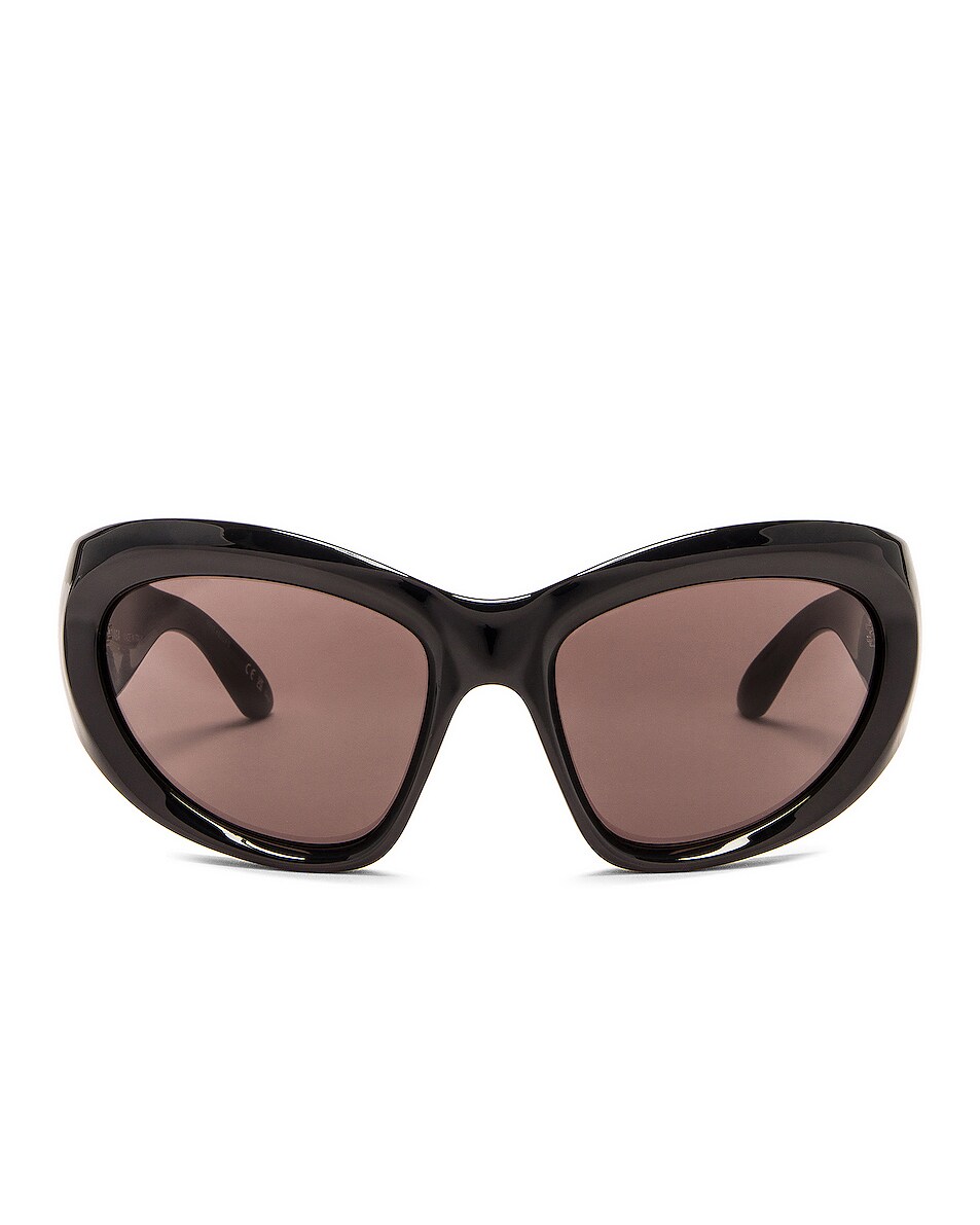 Image 1 of Balenciaga Wrap Sunglasses in Shiny Black