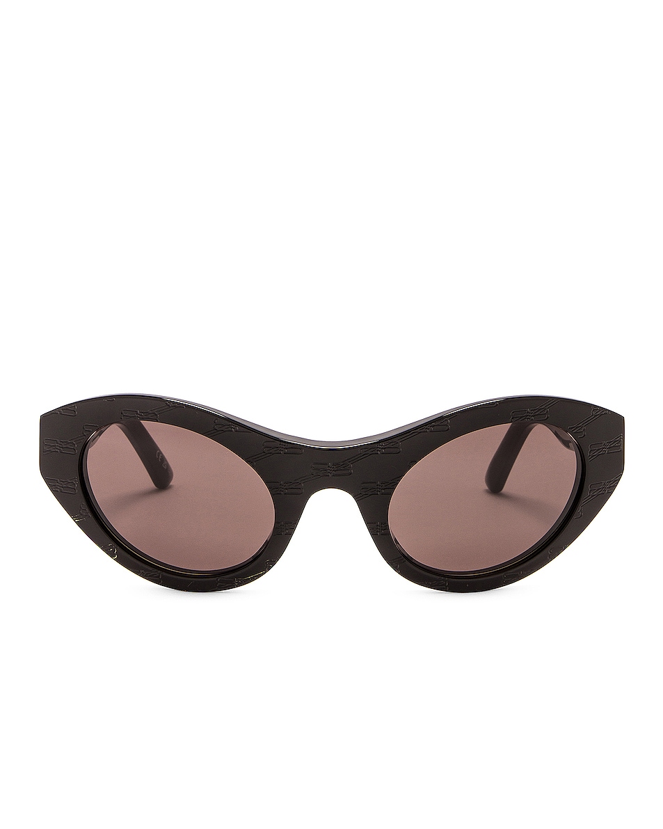 Image 1 of Balenciaga Oval Sunglasses in Shiny Black