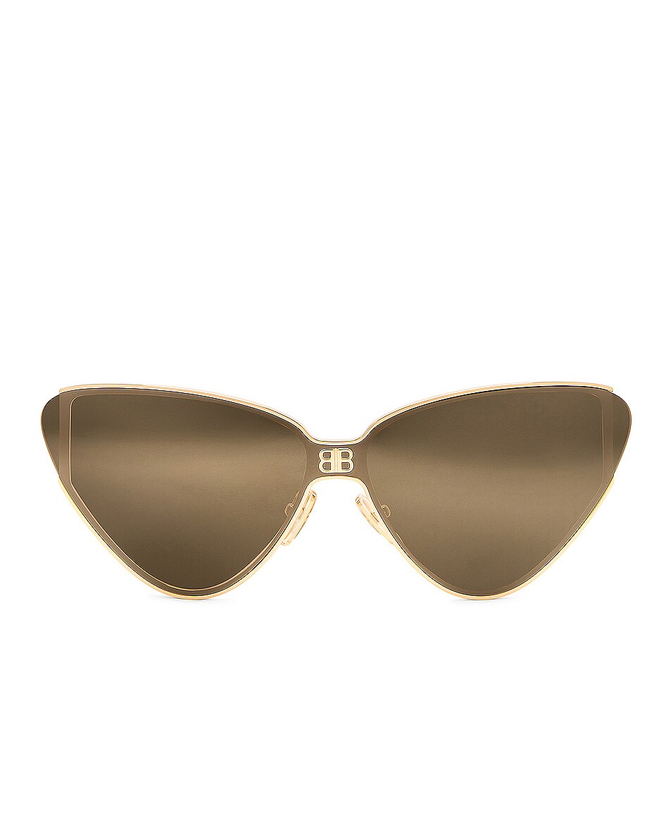 Image 1 of Balenciaga Shield 2.0 Sunglasses in Shiny Yellow Gold