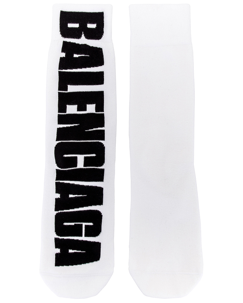 Image 1 of Balenciaga Logo Socks in White & Black