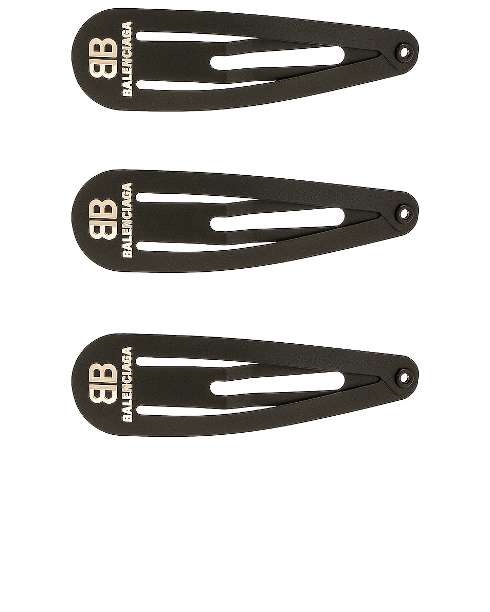 Image 1 of Balenciaga Clip Set of 3 in Matte Black