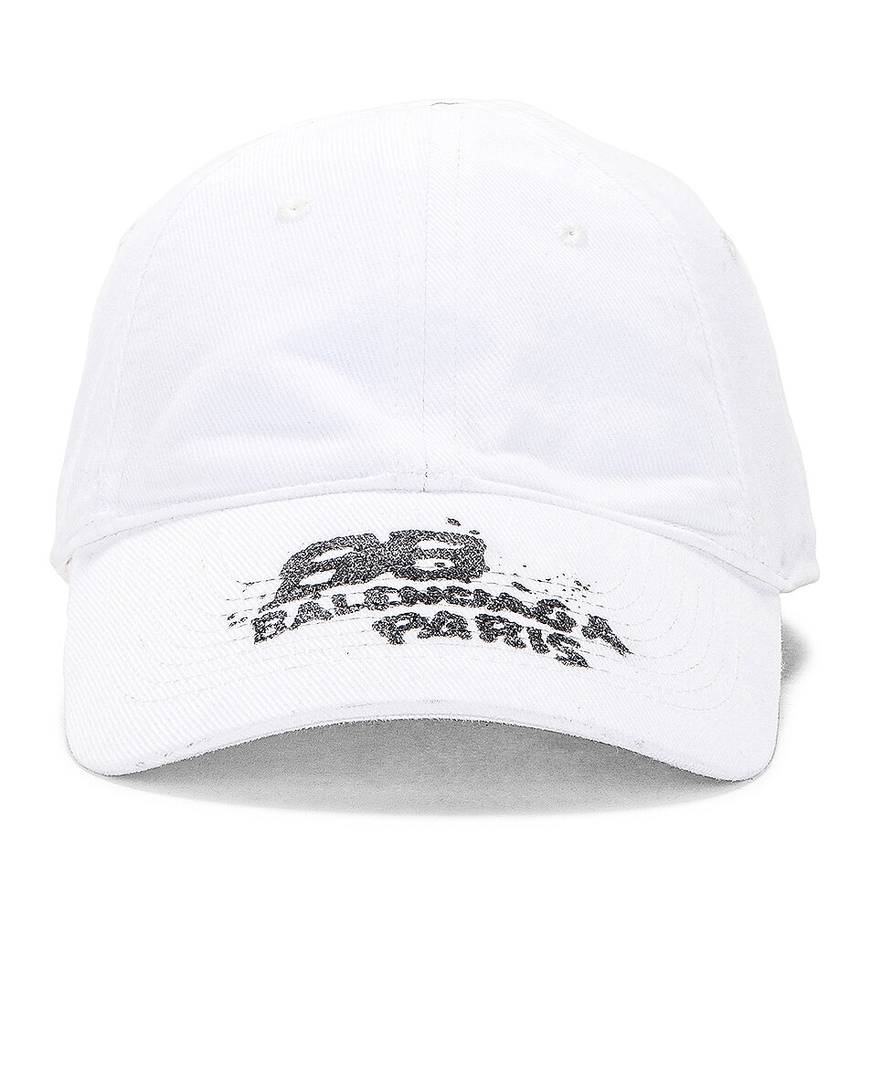Image 1 of Balenciaga Dirty BB Paris Hat in White & Black